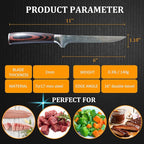 Premium Boning Knife with Sheath & Pocket Sharpener 6 Inch High Carbon Stainless Steel Japanese Fillet Professional Trimming Knife for Meat, Fish, Deboning