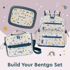 Bentgo Kids Lunch Bag - Durable, Double-Insulated Lunch Bag for Kids 3+; Holds Lunch Box, Water Bottle, & Snacks; Easy-Clean Water-Resistant Fabric & Multiple Zippered Pockets (Friendly Skies)