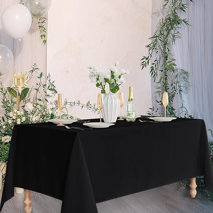 Fitable Black Tablecloths for Rectangle Tables, 6 Pack - 70 x 120 Inches - Reusable and Washable Table Clothes for 6-8 Ft Tables, Polyester Fabric Table Covers for Wedding, Party, Banquet