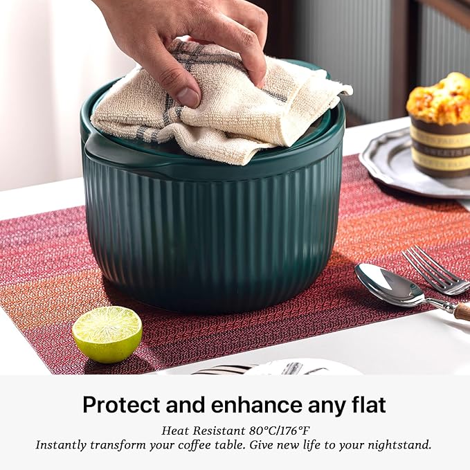 LEXMORE Placemats Set of 6 Vinyl/Plastic Woven Place Mats for Kitchen Table Indoor/Outdoor Washable Placemat Wipeable Dining Table Mats(Pomegranate Parade)