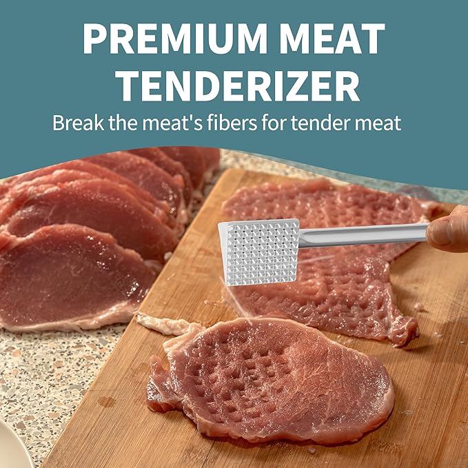 VOCOSTE Meat Tenderizer Mallet, Aluminum Alloy Kitchen Three-sided Meat Pounder Flattened, Meat Mallet Hammer, Steak Chicken Beef Tenderizer Tool