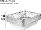 Stock Your Home Aluminum Pans 9x13 Disposable Foil Pans (Pack Of 10) - Half Size Steam Table Deep Aluminum Trays - Tin Foil Disposable Pans Great for Cooking, Heating, Storing, Prepping Food