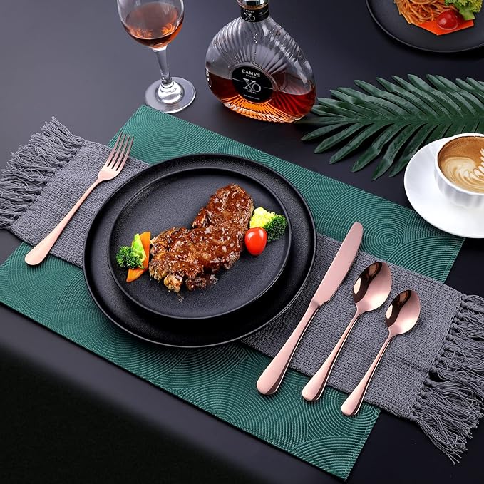Copper/Rose Gold Silverware Set, OGORI 24-Piece Stainless Steel Flatware Set, Service of 6