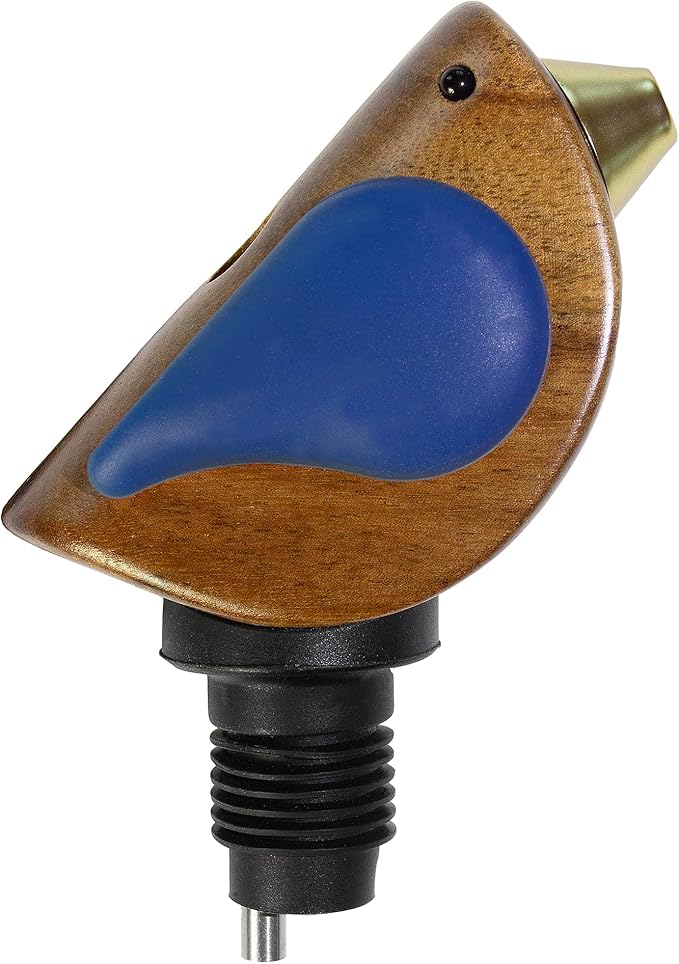 Wine Bottle Pourer, Fun Wine Pourer Spout Sings While It Pours, Airtight Wine Bottle Sealer, Acacia Wood with Blue Wings
