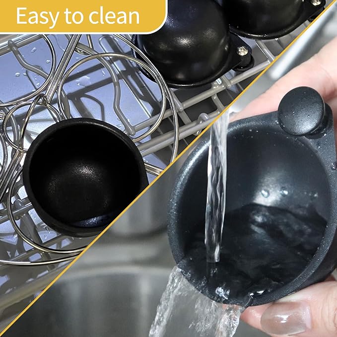 Egg Poacher Pan, Stainless Steel Egg Poaching Pan for Benedict Breakfast Maker, Poached Egg Cookware with 4 Nonstick Large PFOA Free Egg Poacher Cups and Silicone Spatula