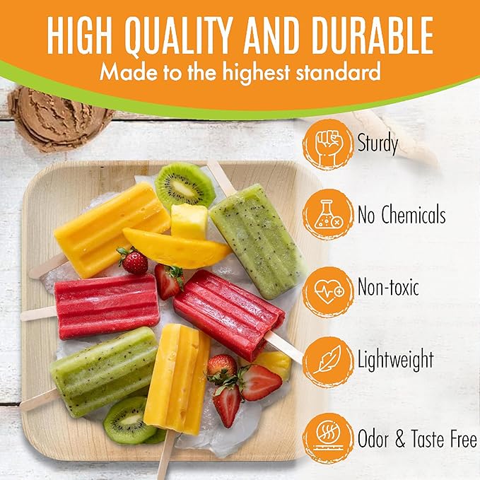 Raj Palm Leaf Plates Bulk [50-Pack] 10" Square Plates (20 CASES - 1000 PACK) like Bamboo plates Disposable, Strong, Decorative Compostable Tableware for weddings, Lunch, Dinner, Birthday etc