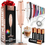 Zulay Kitchen Powerful Milk Frother Wand With 4 AA Duracell Batteries - Ultra Fast Handheld Drink Mixer - Electric Whisk Foam Maker for Coffee, Lattes, Cappuccino, Matcha & Creamer