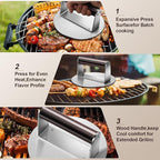 Stainless Steel Burger Press, 6.3" NonStick Hamburger Smasher Tool & Grill Press, 1.32lbs Grill Press with Wood Handle for Blackstone Camp Chef Pitboss Weber Griddle Grills(Round)