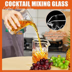 Dandat Cocktail Mixing Glass Crystal Stirring Glass Thick Bottom Seamless Cocktail Pitcher for Home Bartender Bar Whiskey Martini Drink Shaker Accessories (4 Pcs,17 oz)