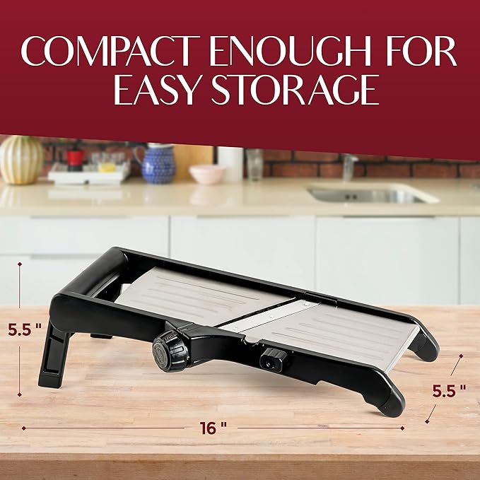 Gramercy Adjustable Mandoline Slicer for Kitchen, Potato Cutter, Vegetable Chopper, Mandolin, Cucumber Slicer- INCLUDING one Pair Cut-Resistant Gloves and Waffle Fry Cutter