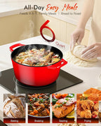 Nuwave 6QT Healthy Enameled Cast Iron Dutch Oven Pot with Lid, Heavy Duty 7-Layer Enamel, Enhanced Rust Protection, Dual Handles, Oven Safe to 500°F for Sourdough Bread Baking, Braise, Stew, Roast