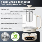 Topwit Electric Tea Kettle, 11 Temperature Control & 4 Presets Glass Kettle with Removable Infuser, 0.8L Electric Kettle for Coffee, Formula, Tea Maker with 8H Keep Warm, Boil-dry Protect, Beige