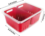 Kitchen Spaces Twin Colander Food Storage Container, Strainer and Fridge Organizer Bin for Fruits and Veggies, Stackable, BPA-Free