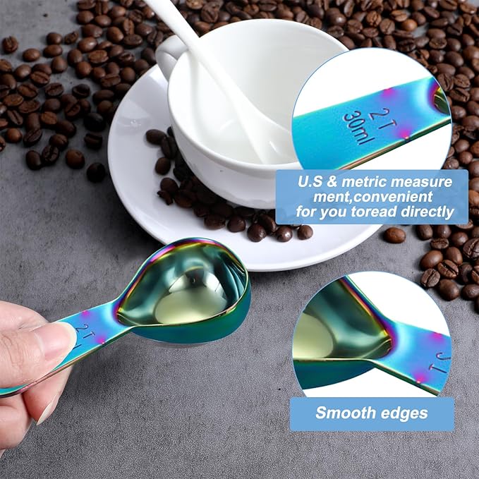 1 Pcs Coffee Scoop, 2 Tablespoon Measuring Spoon for Ground Coffee, Durable Stainless Steel, Easy to Use and Clean(Colorful）, Send Goods from Local Warehouse