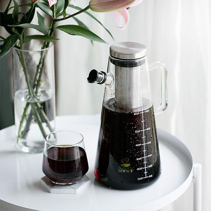 BTaT- Cold Brew Coffee Maker, 2 Liter (2 Quart, 64 oz), Iced Coffee Maker, Iced Tea Maker, Cold Brew Maker, Tea Pitcher, Coffee Accessories, Iced Tea Pitcher, Cold Brew System