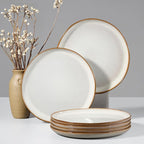 HaWare Stoneware Dinner Plates Set of 6, 10" Heavy Duty Ceramic Plates, Reactive Glaze Dinnerware for Home Restaurant, Chip and Scratch Resistant, Microwave and Dishwasher Safe, Reactive Pearl White