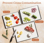 SMIRLY Plastic Cutting Board Set with Holder 4 Pieces, Non-Slip Dishwasher Safe Chopping Boards for Kitchen, Black & White