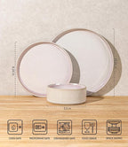 TheTerra Ceramic Dinnerware Sets for 8, 24 Pieces Porcelain Lightweight Speckled Plates and Bowls Sets, Scratch Resistant Dish Set, Oven & Microwave & Dishwasher Safe, Primrose Pink