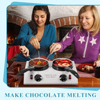 ROCEEI 1 Set Chocolate Boiler Electric Heating Chocolate Melting Tempering Machine with 1 Silicone Spatula Boiler for Melting for Candy (Double Pot)