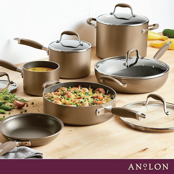Anolon Advanced Home Hard-Anodized Nonstick 11-Piece Cookware Set (Bronze)
