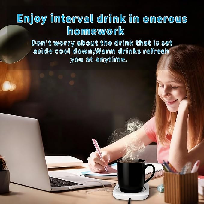 Misby Coffee Mug Warmer, Mug Warmer for Desk Use with Auto Shut Off, Gravity-Induction Coffee Warmer for Coffee Lovers Christmas/Birthday Gift Keep Beverages Coffee Cup Warmer (White)