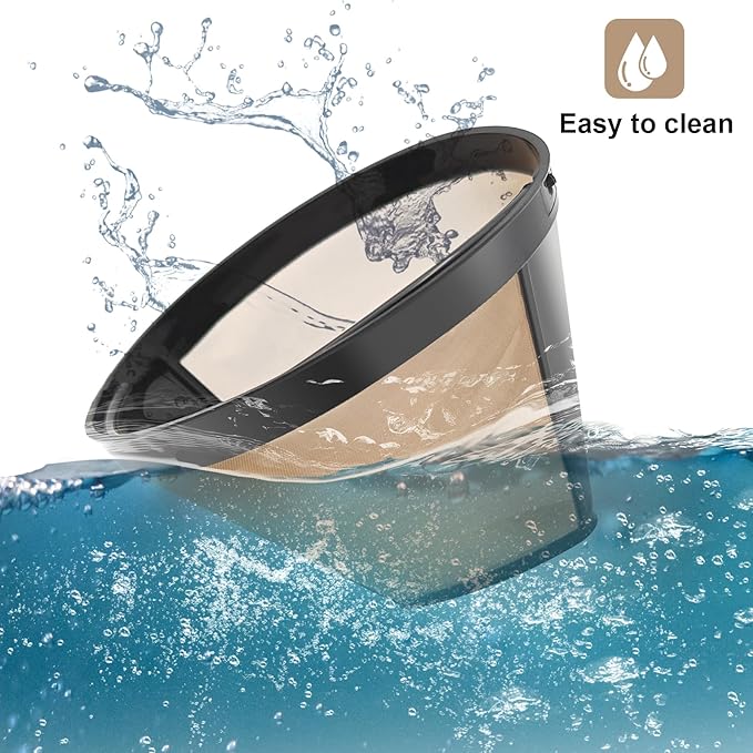 Gold Coffee Filter Reusable #4 Cone Coffee Filters Basket Replacement fits Cuisinart/Ninja Coffee Makers and Brewers (1)