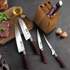 7-Piece Knife Set with Block - High-Carbon Stainless Steel Kitchen Knife, Ultra Sharp Professional Chef Knives with Sharpener