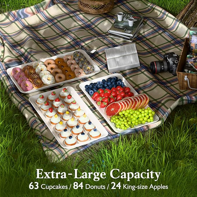 Extra Large 3-Tier Melamine Serving Tray Set and Cupcake Stand for Party Events, 17" Platters with Tiered Stand, Holds 63 Cupcakes, Food, Dessert, and Fruit – Black