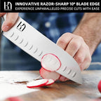 Santoku Knife 7 Inch, Japanese Professional Chef knife High Carbon Stainless Steel, Razor Sharp Chefs Kitchen Knife, Vegetable Chopping Knife for Cooking With Full-tang Handle, White