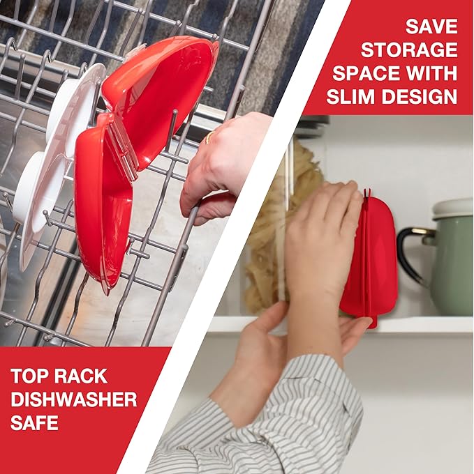 Microwave 2 in 1 Omelet Maker and Egg Cup Cooker - Make Easy Poached, Fried, or Scrambled Eggs w Removable Tray- Steel Whisk & Recipe Book included - Amazing Breakfast Sandwiches in Minutes- PVC Free