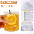 18PCS Plastic Hobnail Drinking Glasses - 14 Oz Clear Vintage Glasses Drinkware - Disposable Beaded Cups for Beer, Whiskey, Juice, Cocktail, Wine, Party