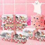Tioncy 50 Pcs Halloween Mini Pink Loaf Pans with Lids Spoons Sticker Cute Ghost 6.8oz Disposable Rectangle Aluminum Foil Baking Pans Muffin Cupcake Cups for Picnics Birthday Halloween Party Supply