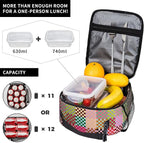 Multicolor Checkered Insulated Lunch Box – Reusable Colorful Checkerboard Lunch Bag for Adults & Kids, Portable Leakproof School Lunch Tote with Detachable Handle