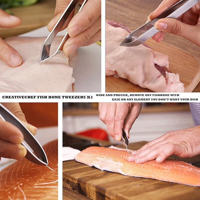 CREATIVECHEF Professional Chef Plating Kit, 10 Piece Culinary Plating Set, Black, Stainless Steel