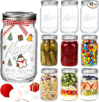WELLIFE Wide Mouth Mason Jars, 12 Pack Mason Jars 32 oz for Pickling, Canning, Fermenting and Food Storage, Microwave & Dishwasher Safe
