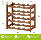 BMOSU Bamboo Wine Rack Wine Storage Cabinet Shelf 16 Bottle Wine Racks Countertop Sturdy for Kitchen Dining Room Pantry - 4 Tiers Wine Rack(Brown)