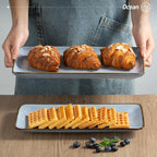 famiware Serving Platter, Rectangular 15.67/14.1/12.6inch Serving Dishes for Entertaining, Reactive Glaze, Stoneware Serving Trays for Party, Food, Turkey, Snack, Cheese, Ocean Series, Blue