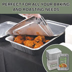 INFINITY EL Disposable Aluminum Foil Pans with Lids 20 Pack | Half 12.5" x 10" x 2.5" Deep Disposable Baking Pan | Heavy Duty Aluminum Pan for Roasting Turkey, Lasagna, Thanksgiving, Christmas, Party