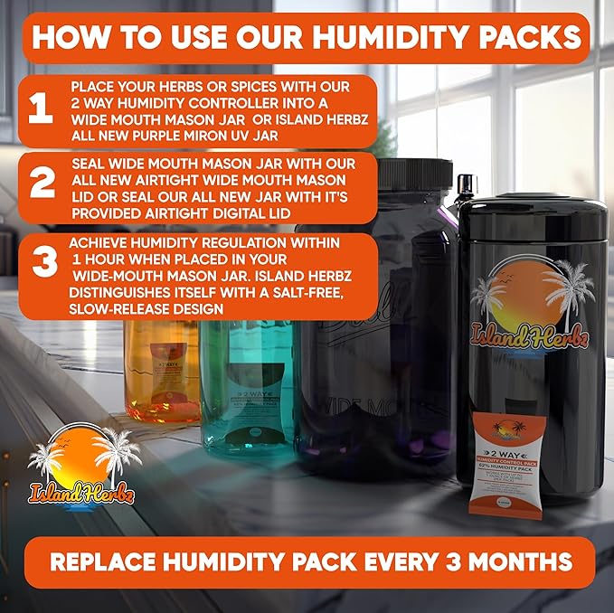 Intermediate Cure Kit Fits All Wide Mouth Mason Jars: 8 Airtight Digital Cure Lids, 8-8 Gram Organic 2 Way Humidity Controllers 1 Scoop Card 1 White Erase Marker 1 Slap-On (8-Pack)