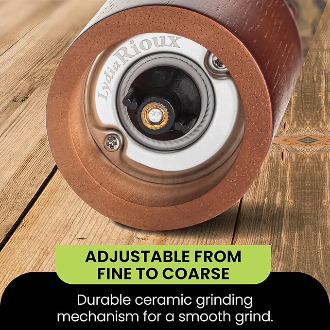 Salt and Pepper Grinder Set - Acrylic Salt and Pepper Grinders - Refillable Wooden Salt and Pepper Mill 8 inch Set of 2