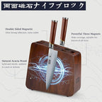 8 Pieces Knife Set with Magnetic Block, Ultra-Sharp High-carbon Steel Kitchen Knife Set, Professional Knife Block Set with Ergonomic Wooden Handle & Sharpener