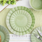 Ceramic Soup Serving Bowls for Kitchen, 6.4 Inch, Set of 4, Cereal Bowl Porcelain, Oven & Microwave Safe, Green
