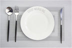 PIGCHCY Placemats - Heat Resistant, Washable Woven Table Mats - Durable Vinyl - Set of 4 (Silver Black)
