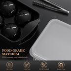 Whiskey Ice Ball Maker with Lid and Bin, 1.9" Round Ice Cube Trays for Freezer, Large Sphere Whisky Ices Cubes Tray Circle with Bucket&Tong, Cocktail Bourbon Brandy Scotch(Black-6 Balls*2 Pack)