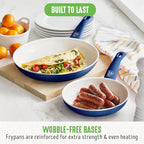 GreenLife 16 Piece Nonstick Cookware Set, Soft Grip Non-Toxic PFAS-Free Ceramic Pots & Pans, Dishwasher & Oven Safe, Frying, Sauce, Saute, Utensils, Glass Lids, Stay-Cool Handles, Wobble Free, Blue