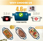 4.6 Quart Dutch Oven for Sourdough Bread Baking, Combo Oval Enameled Cast Iron Bread Pan with Lid, Bread Dutch Oven for a Crispy Crust, Teal