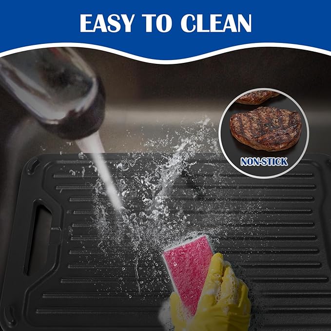 BAC609 Reversible Griddle for Traeger PRO 575 TFB57GLE PRO 780 TFB88PZD Century 22 Century Eastwood 22 Eastwood 34 Grill Accessories Traeger Ironwood XL, Exas Elite 34, Pro 20 Accessories 18.2" x 11"