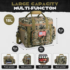 Maelstrom Tactical Lunch Box, Insulated Lunch Bag for Men, Durable Leakproof Soft Cooler Bag with Detachable MOLLE Bags, Large Lunch Tote for Adult Women Work,Picnic,20 Cans/15 L, Camouflage
