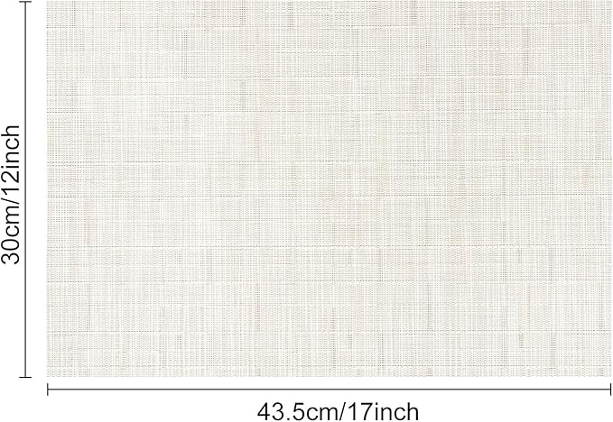 Myir JUN Placemats Set of 6, Vinyl Woven Placemats Place Mats Indoor Washable Table Mats Non-Slip Place mats for Dining Table (B-White, Set of 6)