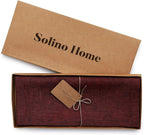 Solino Home Linen Table Runner 72 Inches Long - Athena, 100% Pure Linen Red Garnet Dining Table Runner 14 x 72 Inch for Fall, Autumn